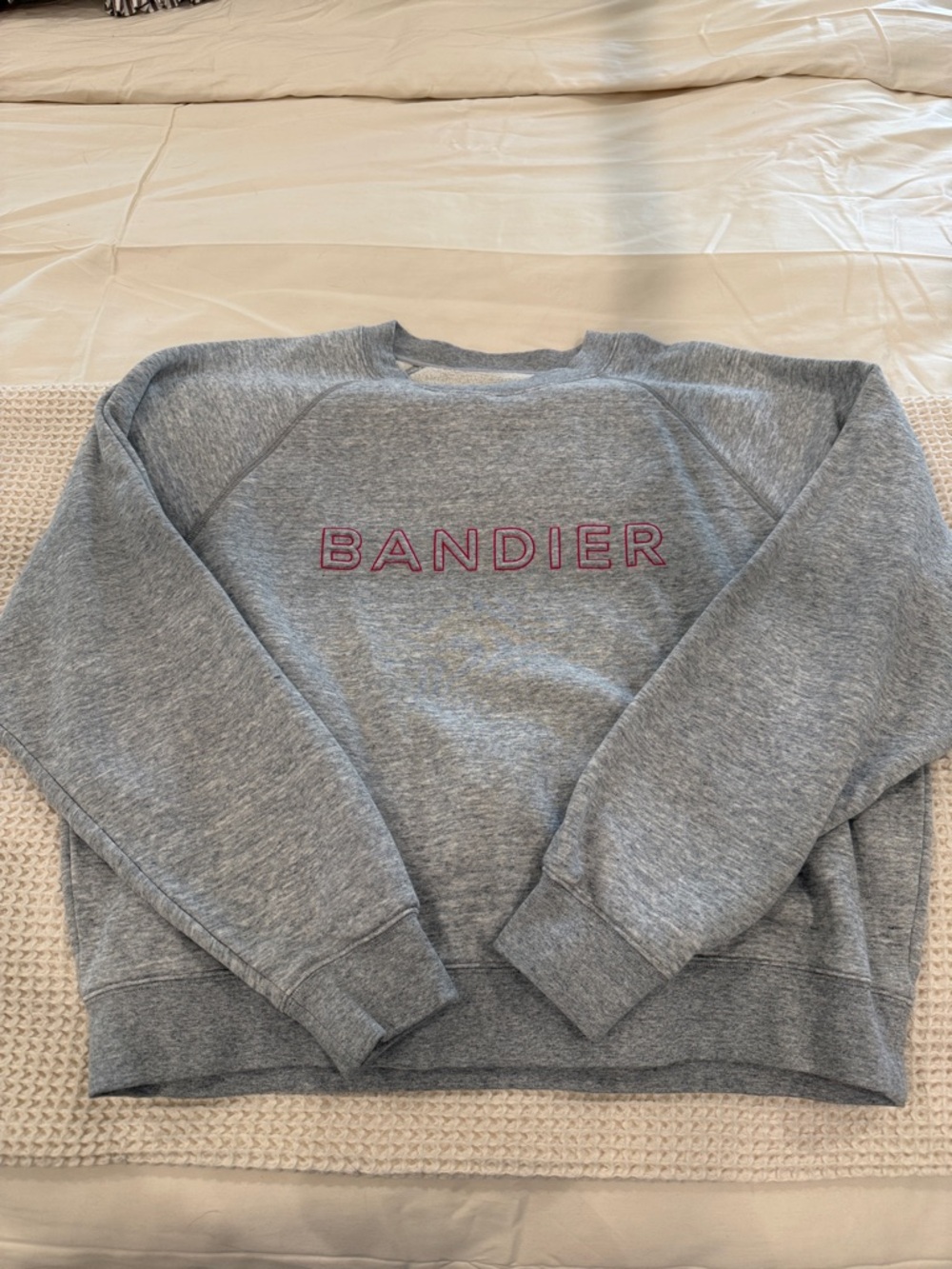 Bandier Women's Heather Gray Crewneck Sweatshirt - Pink Logo